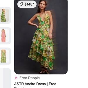 ASTR The Label Aneira Dress in Green Multi-Size Large